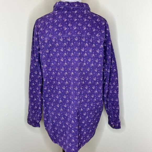 Vtg Looney Tunes Tweety Bird Shirt 22W-24W Women Corduroy 3X Purple Floral Y2K - Picture 4 of 11